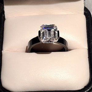 B.Tiff New York Black 2 ct Cushion Cut Engagement Ring
